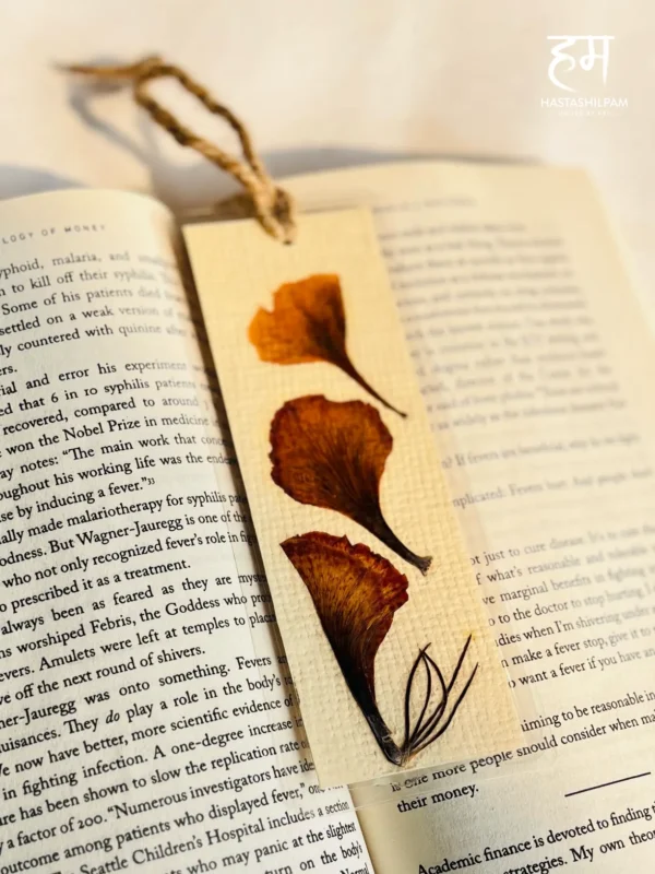 Handcrafted Dried Flower Bookmark - Rustic Rosewood