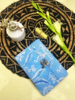 Sustainable & Handcrafted Journal - Sky Blue with Floral Motifs