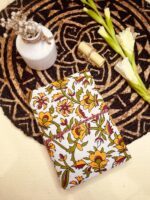 Sustainable & Handcrafted Journal - White with Yellow & Green Floral Motifs