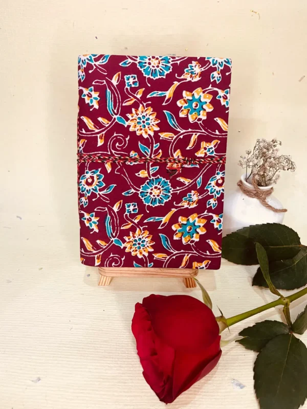 Sustainable & Handcrafted Journal - Deep Pink with Floral Motifs