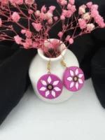 Handpainted Terracotta Jewellery Set - Pink & White