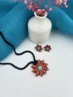 Handpainted Terracotta Jewellery Set - Red & Black