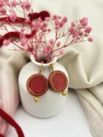 Handpainted Terracotta Jewellery Set - Red & Golden