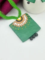 Handpainted Terracotta Jewellery Set - Green & Black