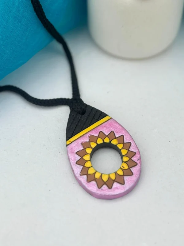 Handpainted Terracotta Jewellery Set - Pink & Black