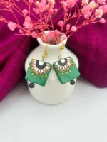 Handpainted Terracotta Jewellery Set - Green & Black