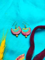 Handpainted Terracotta Jewellery Set - Rose & Green