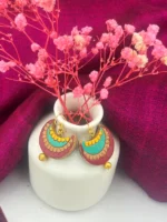 Handpainted Terracotta Jewellery Set - Rose & Green