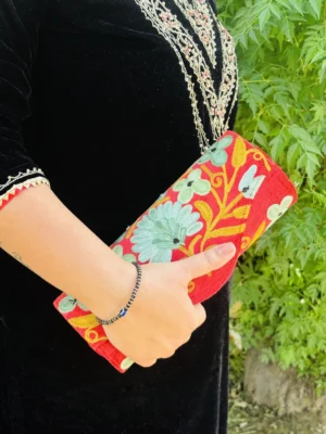 Kashmiri Hand Embroidered Round Clutch