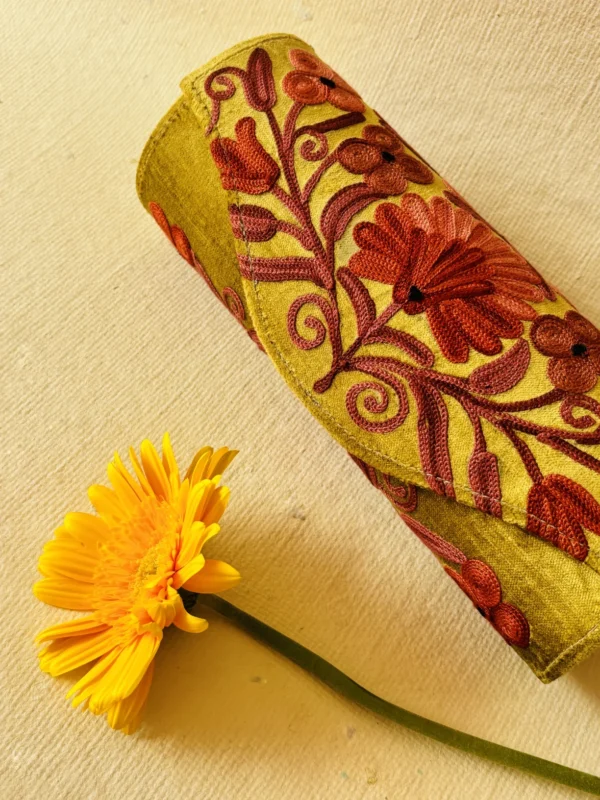 Kashmiri Hand Embroidered Round Clutch