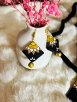 Handpainted Terracotta Jewellery Set - Yellow & Black