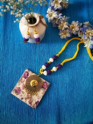 Flower Print Necklace Set - Pink & Purple