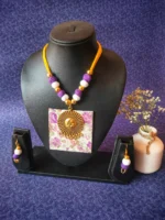 Flower Print Necklace Set - Pink & Purple