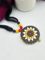 Handpainted Terracotta Jewellery Set - Yellow & Black