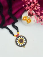 Handpainted Terracotta Jewellery Set - Yellow & Black